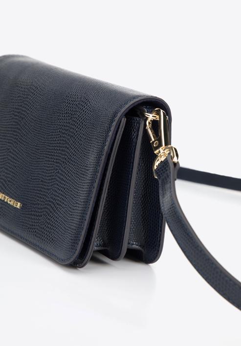 Small leather flap bag, navy blue, 95-4E-650-4, Photo 4
