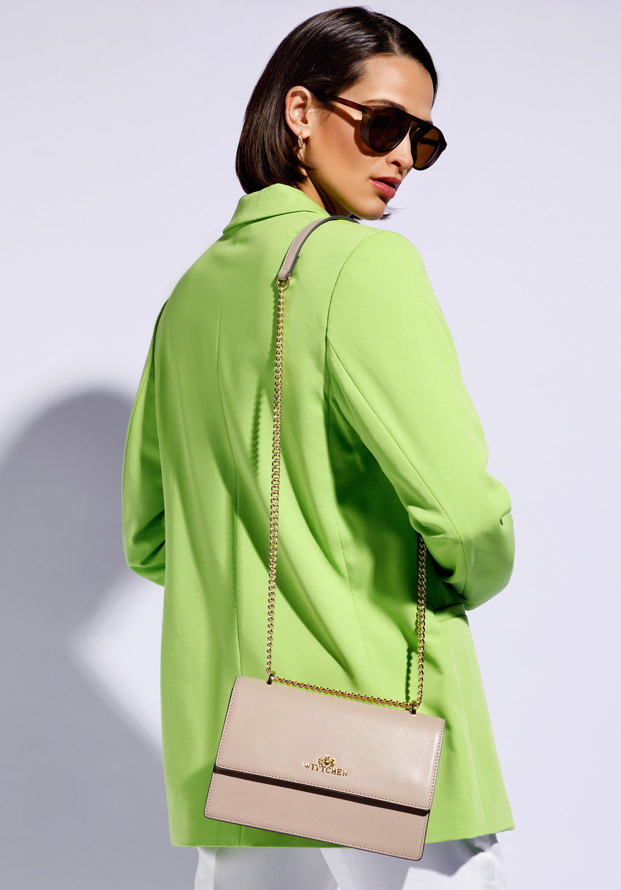 Damska torebka na łańcuszku, beżowy, 96-4E-633-9, Zdjęcie 1