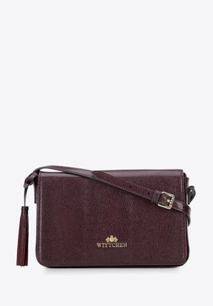 Women's leather flap bag, burgundy, 95-4E-624-33, Photo 1