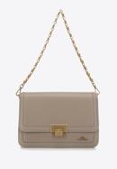 Women's small leather crossbody bag on chain shoulder strap, beige, 98-4E-212-1, Photo 2