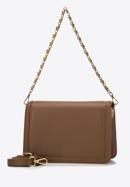 Women's small leather crossbody bag on chain shoulder strap, brown, 98-4E-212-9, Photo 3