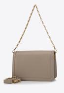 Women's small leather crossbody bag on chain shoulder strap, beige, 98-4E-212-1, Photo 3