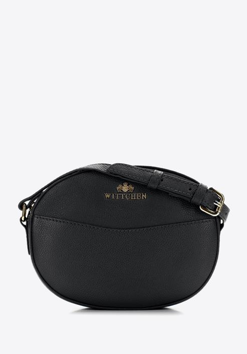 Women's leather crossbody bag, black, 97-4E-018-1, Photo 1