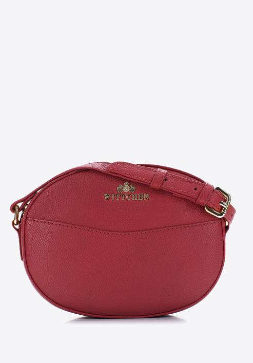 Women's leather crossbody bag, raspberry, 97-4E-018-4, Photo 1