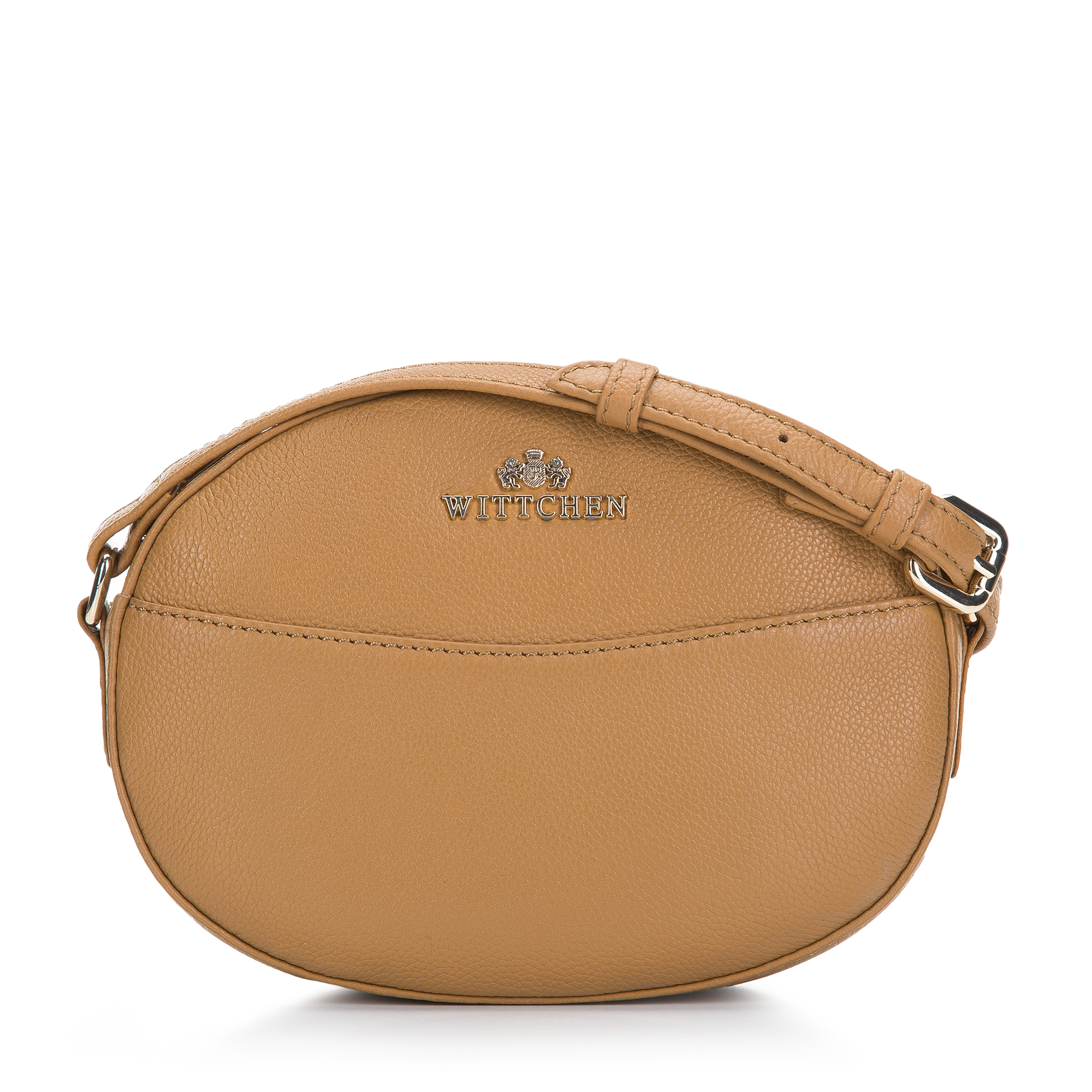 Dámska oválna kožená listová kabelka hnedá