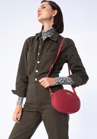 Women's leather crossbody bag, raspberry, 97-4E-018-3, Photo 1