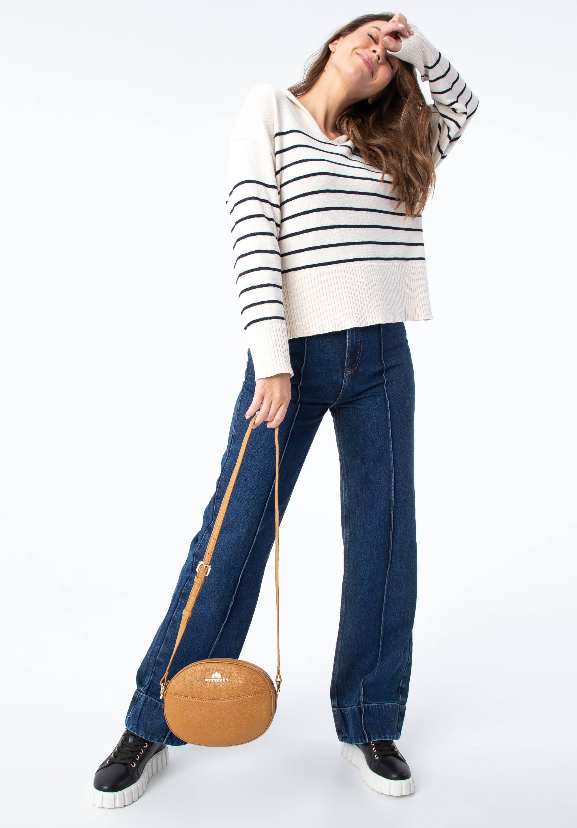 Women's leather crossbody bag, brown, 97-4E-018-4, Photo 1