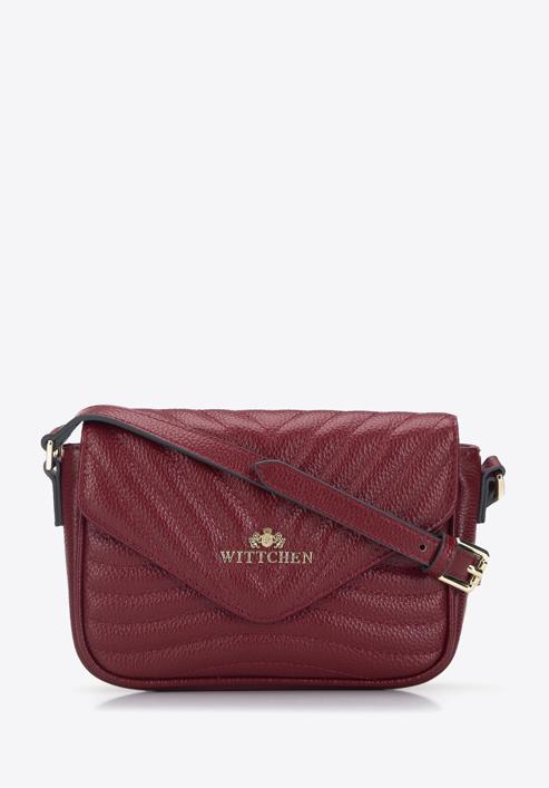 Women's quilted leather crossbody bag, red, 95-4-672-3, Photo 1