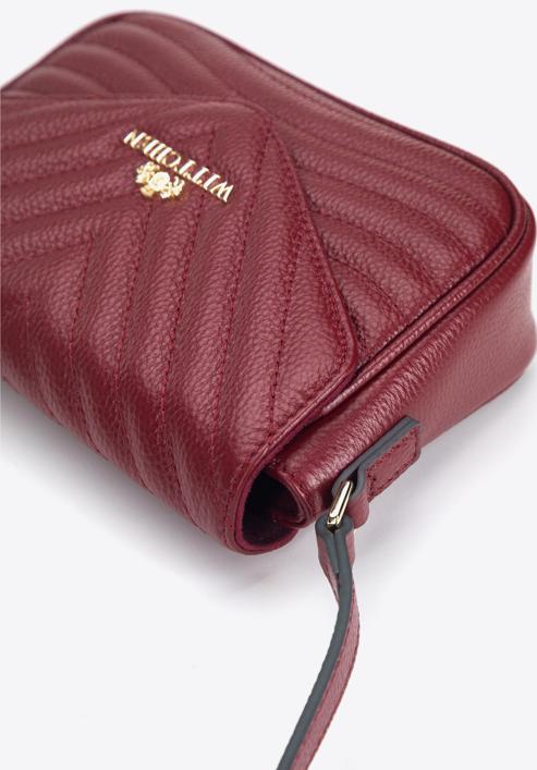 Women's quilted leather crossbody bag, red, 95-4-672-3, Photo 4