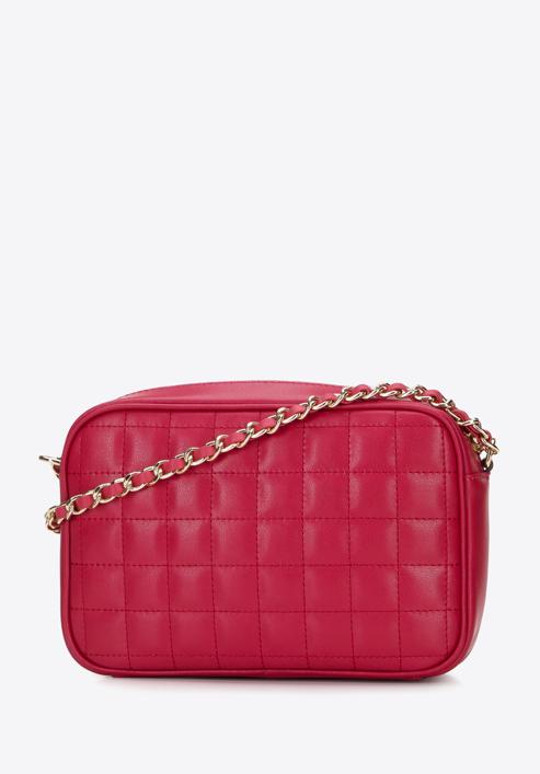 Women's quilted leather chain strap crossbody bag, pink, 96-4E-612-P, Photo 2
