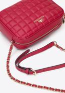 Women's quilted leather chain strap crossbody bag, pink, 96-4E-612-P, Photo 4