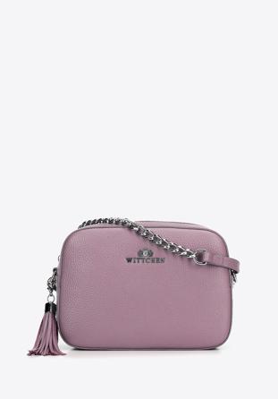 Women's chain leather crossbody bag, violet, 29-4E-015-F, Photo 1
