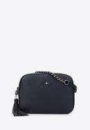 Women's chain leather crossbody bag, navy blue, 29-4E-015-4, Photo 1