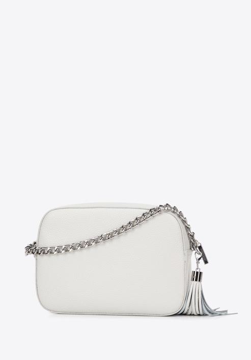Women's chain leather crossbody bag, off white, 29-4E-015-P, Photo 2