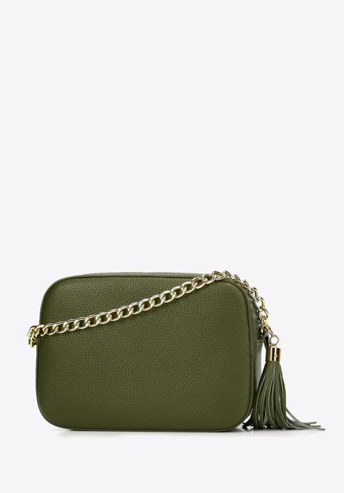 Women's chain leather crossbody bag, green, 29-4E-015-F, Photo 2