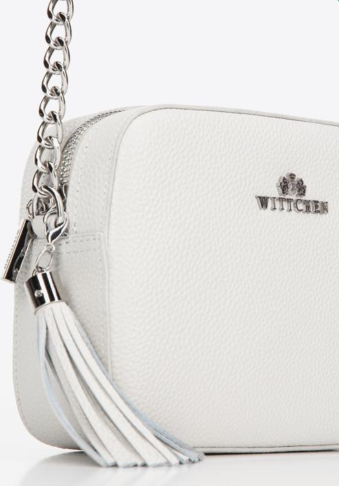Women's chain leather crossbody bag, off white, 29-4E-015-F, Photo 4