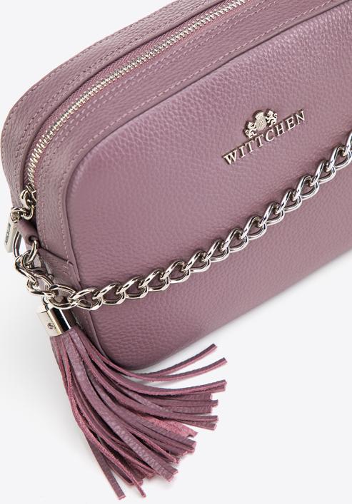 Women's chain leather crossbody bag, violet, 29-4E-015-F, Photo 4