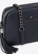 Women's chain leather crossbody bag, navy blue, 29-4E-015-P, Photo 4