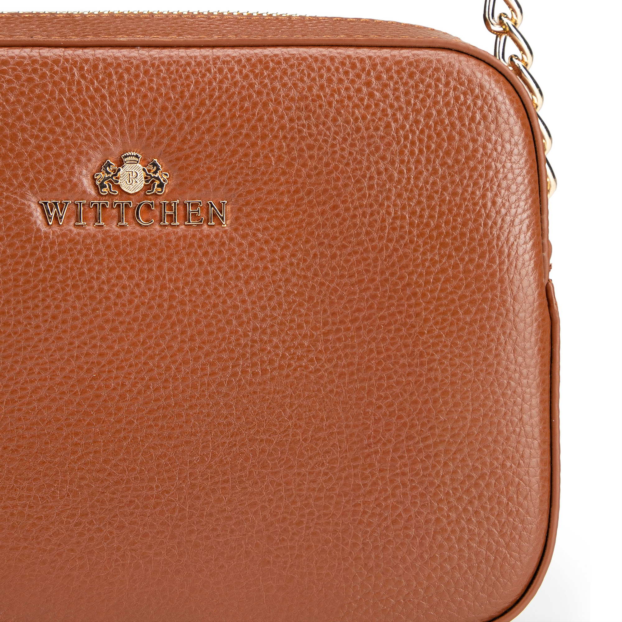 Crossbody kabelka z prírodnej kože s retiazkou 29-4E-015-5, Vyberte variant hnedá