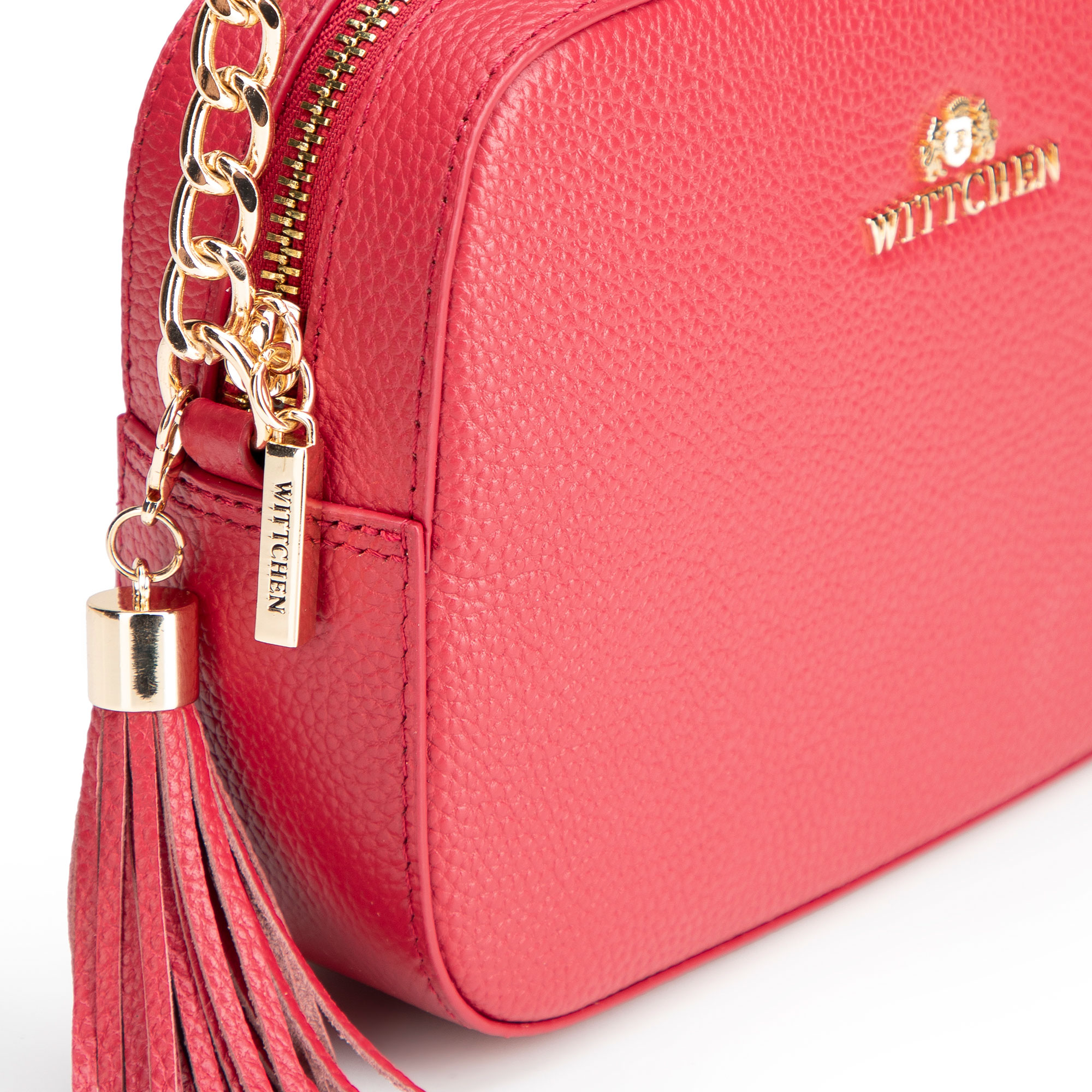 Crossbody kabelka z prírodnej kože s retiazkou 29-4E-015-P, Vyberte variant ružová
