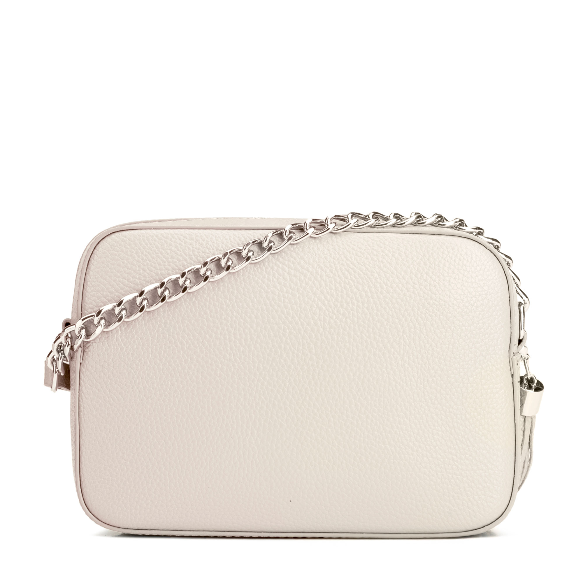 Crossbody kabelka z prírodnej kože s retiazkou 29-4E-015-0, Vyberte variant lomená biela