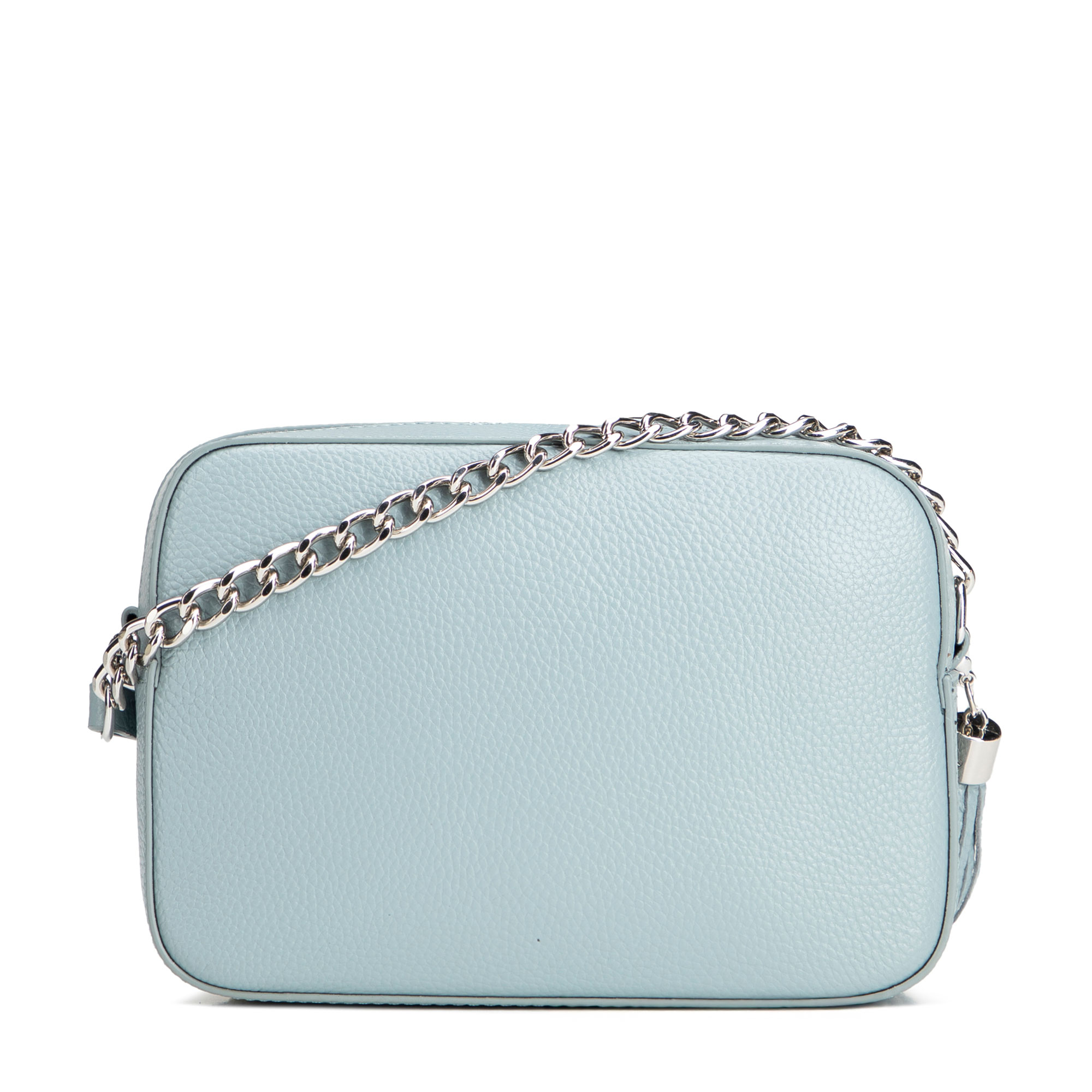 Dámska crossbody kabelka Wittchen z prírodnej kože s retiazkovým detailom a minimalistickým vzhľadom, Vyberte variant svetlomodrá