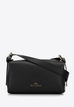 Women's leather crossbody bag, black, 98-4E-207-1, Photo 1