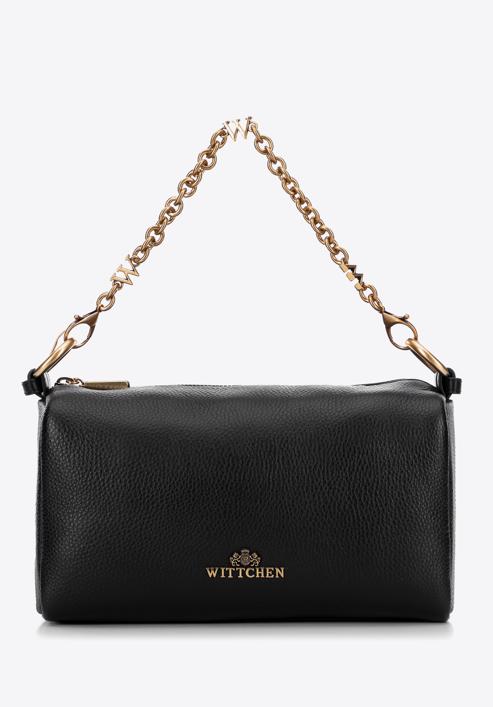 Women's leather crossbody bag, black, 98-4E-207-9, Photo 3