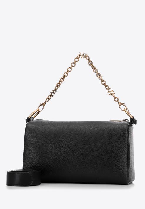 Women's leather crossbody bag, black, 98-4E-207-9, Photo 4