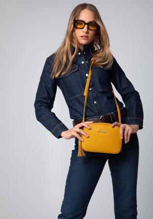 Leather box-shaped crossbody bag, yellow, 29-4E-014-Y, Photo 1