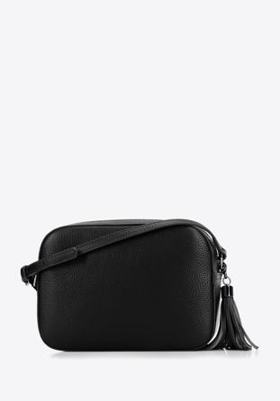 Leather box-shaped crossbody bag, black-silver, 29-4E-014-1S, Photo 1