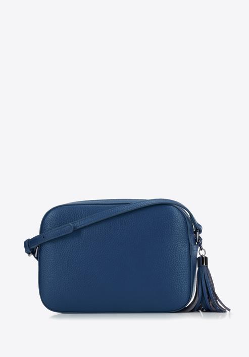 Leather box-shaped crossbody bag, navy blue, 29-4E-014-S, Photo 2