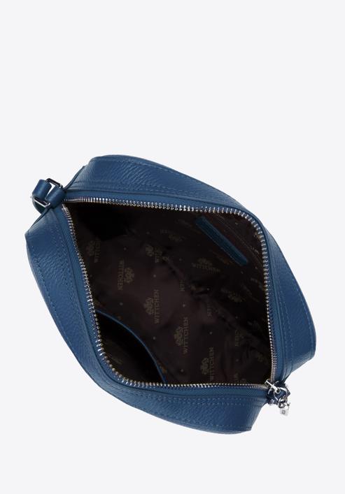 Leather box-shaped crossbody bag, navy blue, 29-4E-014-S, Photo 3