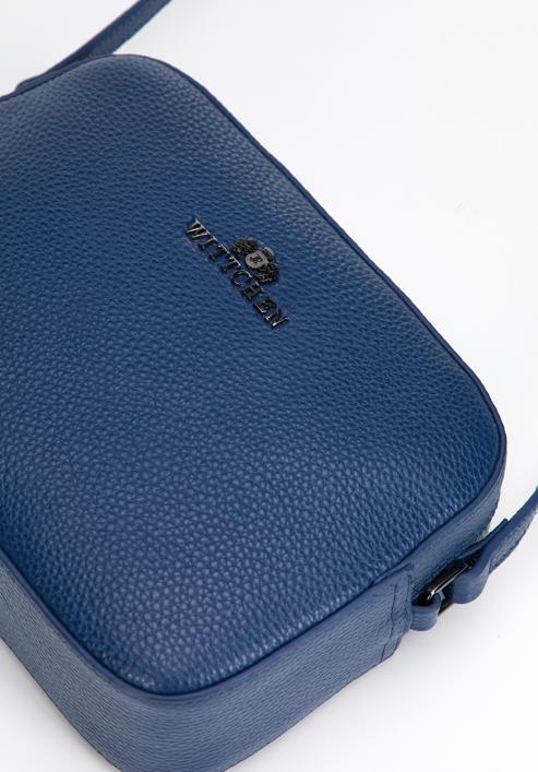 Leather box-shaped crossbody bag, navy blue, 29-4E-014-S, Photo 4