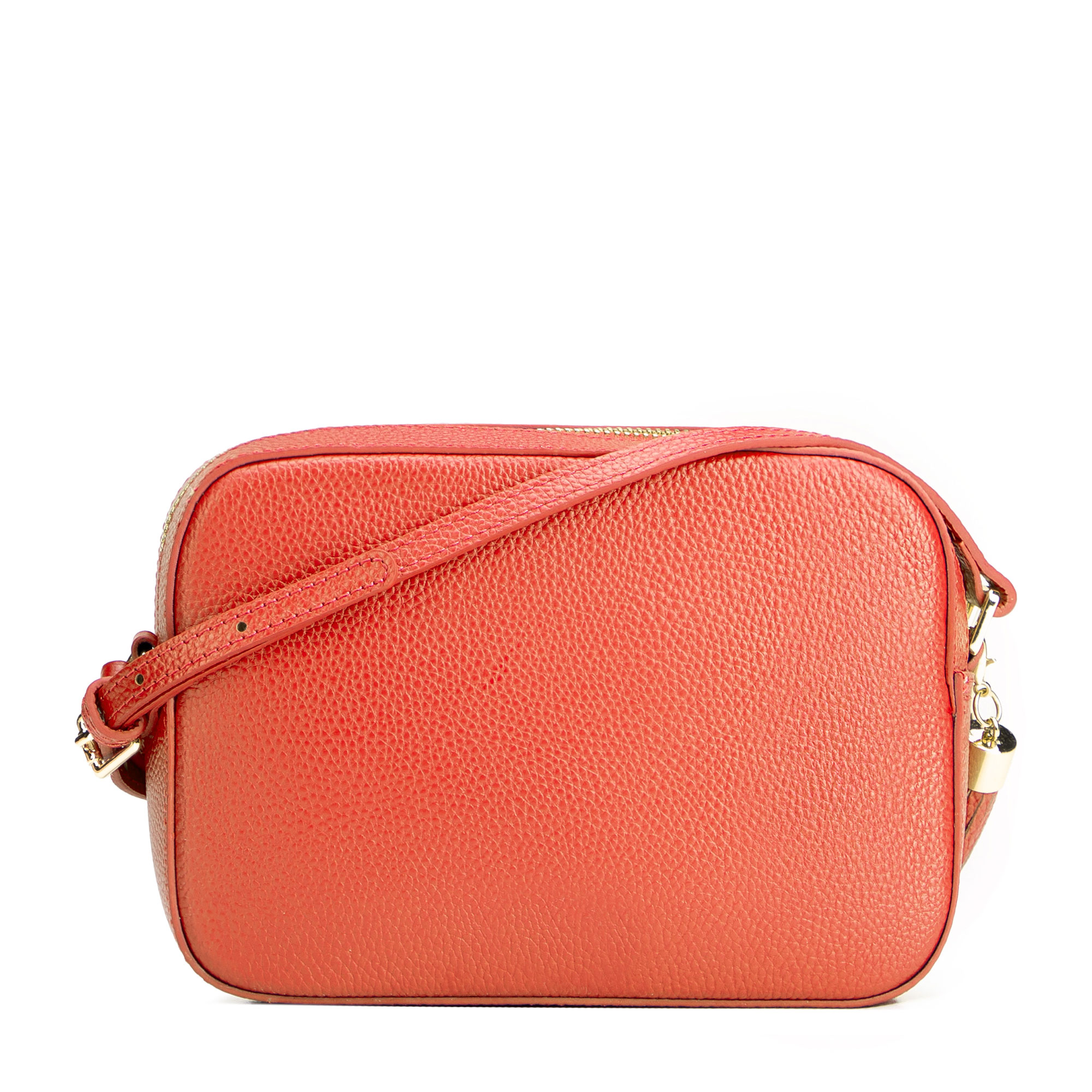 Dámska crossbody kabelka Wittchen z prírodnej kože s ozdobným strapcom a moderným vzhľadom, Vyberte variant oranžová