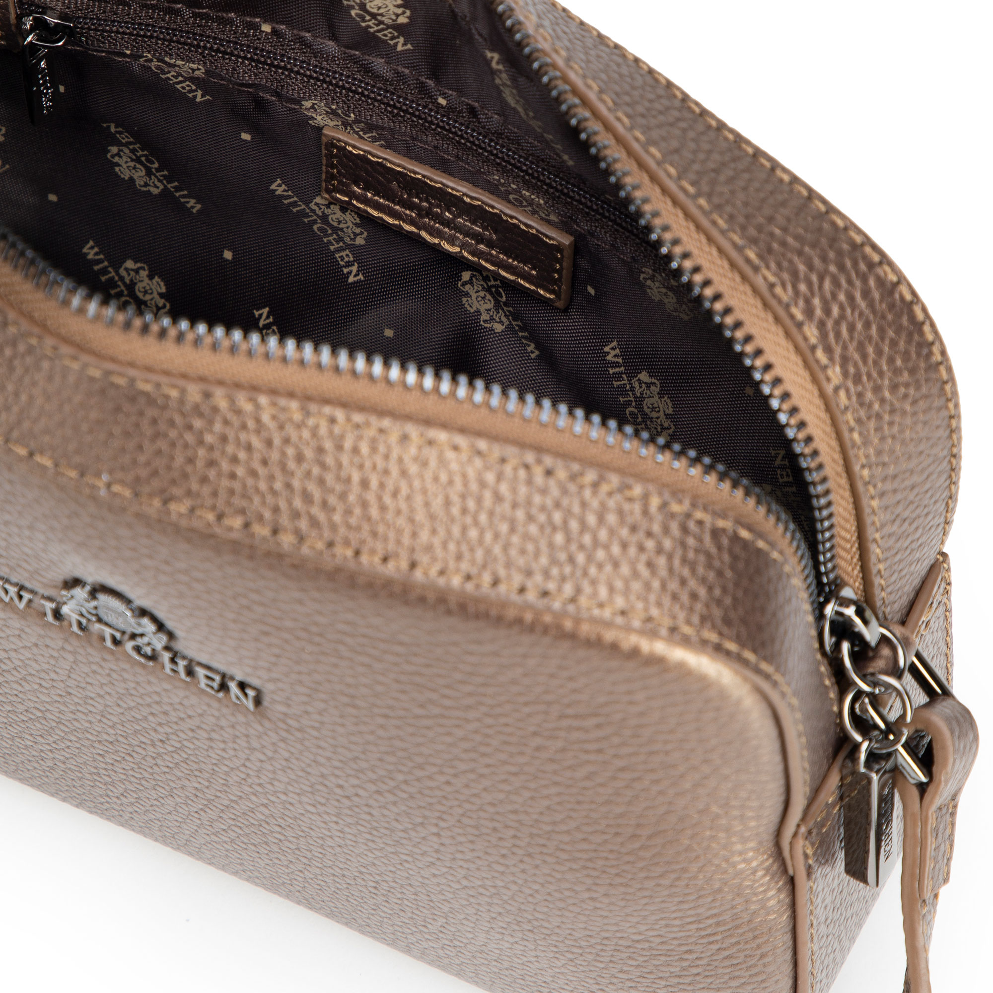 Dámska crossbody kabelka Wittchen z prírodnej kože s ozdobným strapcom a jemným vzhľadom, Vyberte variant zlatá