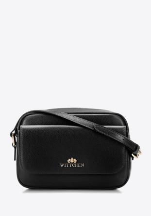 Women's leather crossbody bag, black, 98-4E-619-1, Photo 1