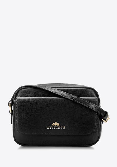 Women's leather crossbody bag, black, 98-4E-619-0, Photo 1