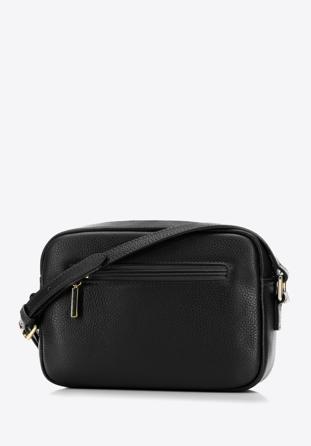 Women's leather crossbody bag, black, 98-4E-619-1, Photo 1