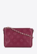Women's monogram embossed leather clutch bag, burgundy, 95-4E-633-1, Photo 1