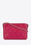 Women's monogram embossed leather clutch bag, pink, 95-4E-633-3, Photo 1