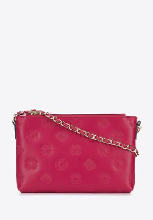 Women's monogram embossed leather clutch bag, pink, 95-4E-633-P, Photo 1