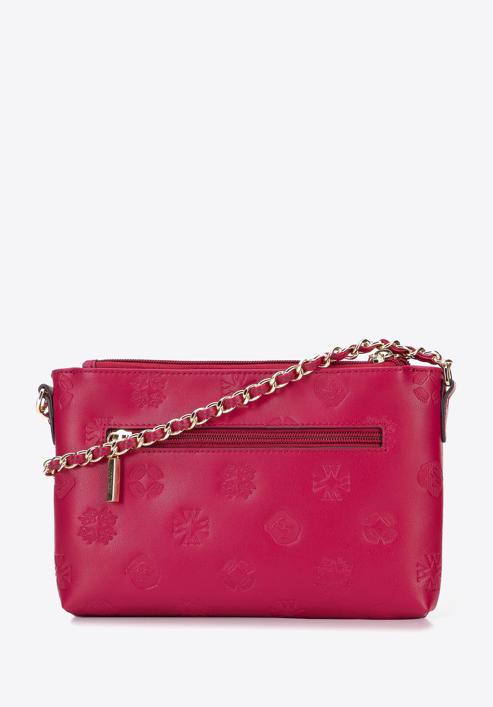 Women's monogram embossed leather clutch bag, pink, 95-4E-633-3, Photo 2