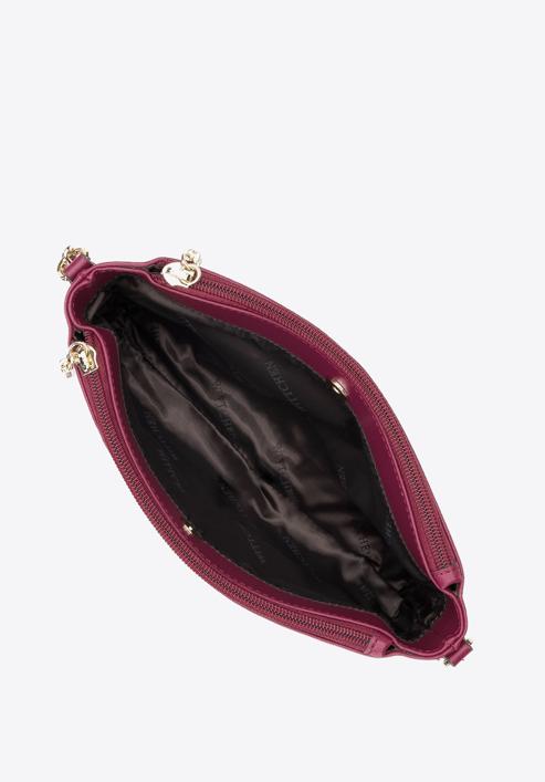 Women's monogram embossed leather clutch bag, burgundy, 95-4E-633-1, Photo 3