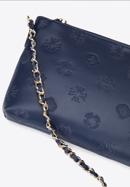 Women's monogram embossed leather clutch bag, navy blue, 95-4E-633-3, Photo 4