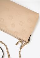 Women's monogram embossed leather clutch bag, beige, 95-4E-633-P, Photo 4