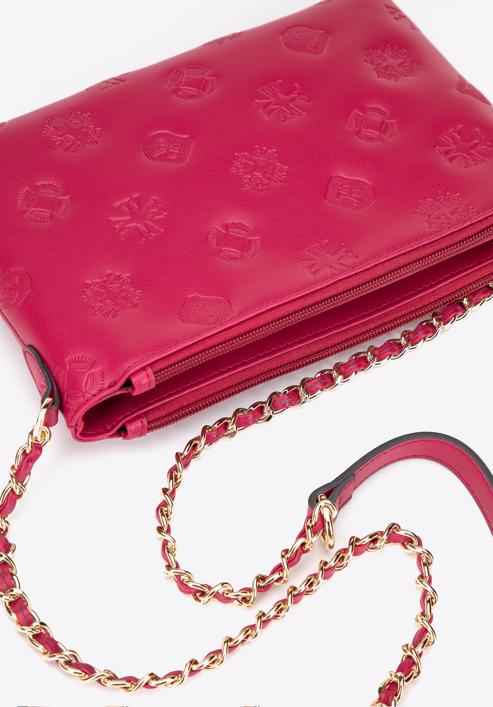 Women's monogram embossed leather clutch bag, pink, 95-4E-633-9, Photo 4