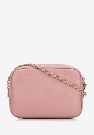 Leather monogram crossbody bag, muted pink, 98-4E-602-P, Photo 1