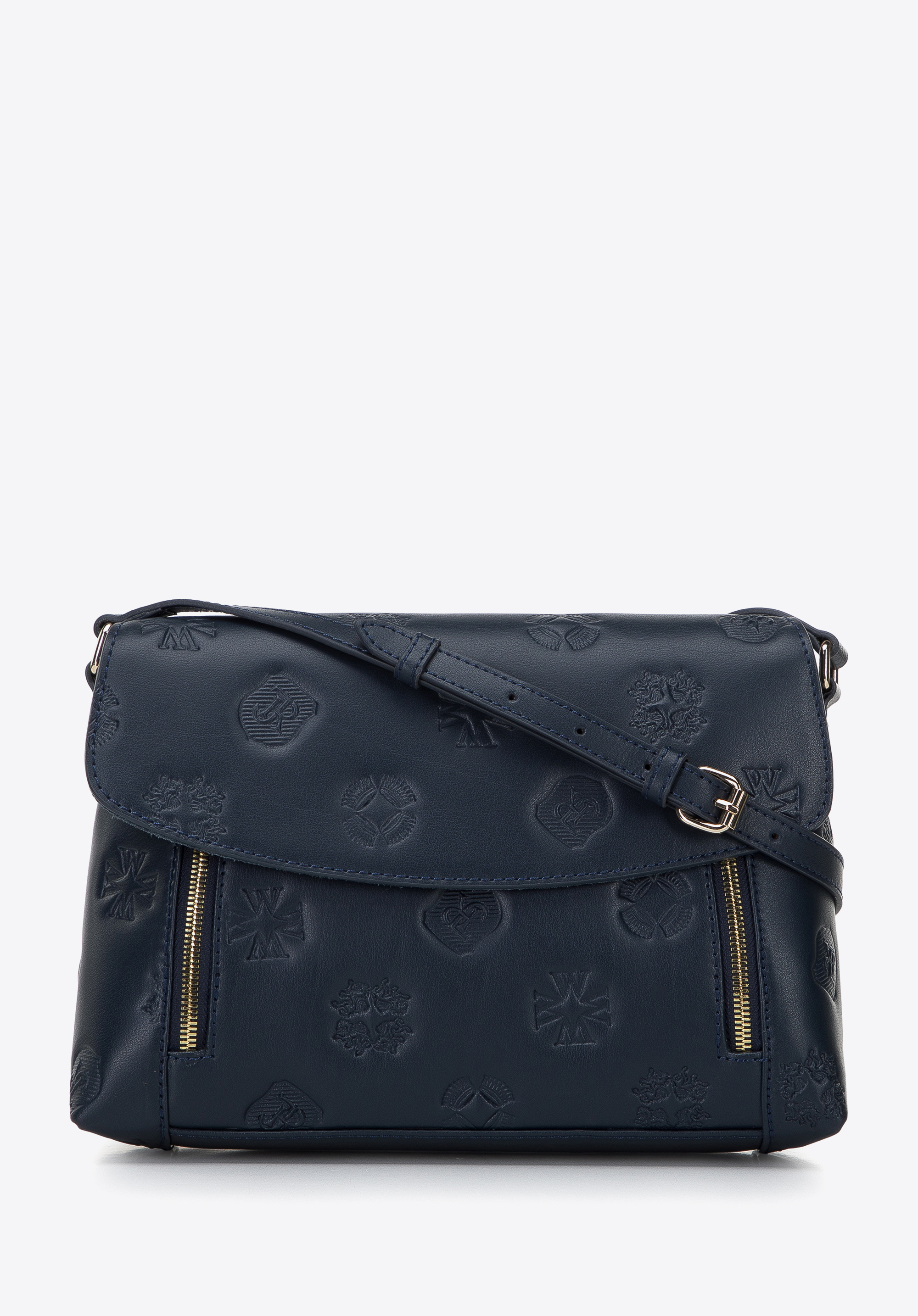 Women's leather crossbody bag, navy blue, 96-4E-001-7, Photo 1