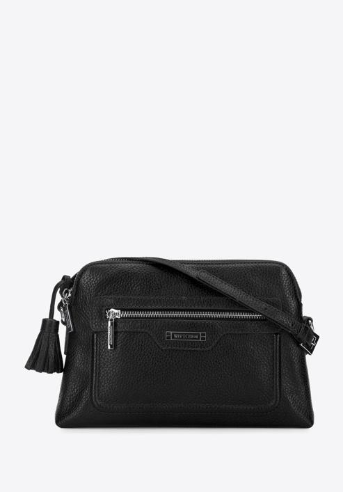 Leather tassel detail cross body bag, black, 29-4E-013-10, Photo 1